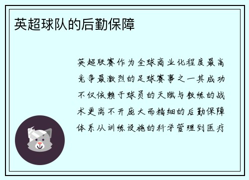 英超球队的后勤保障